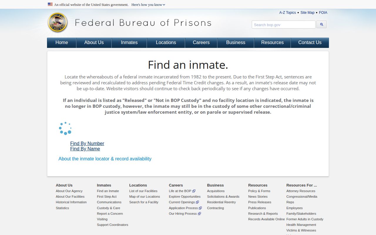Federal locator for a Calhoun County released inmate